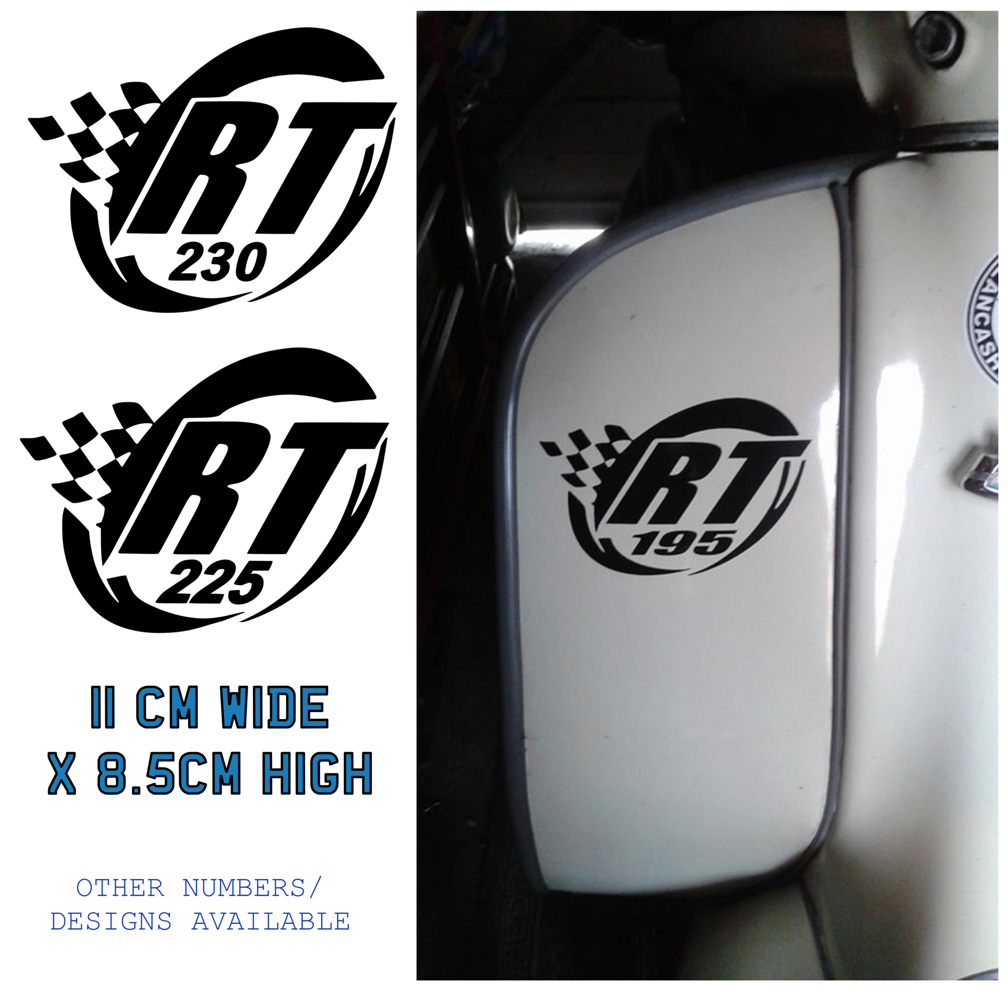 Motorcycle/Scooter Stickers | RT195, RT225 , RT230 | Die Cut Vinyl Sticker