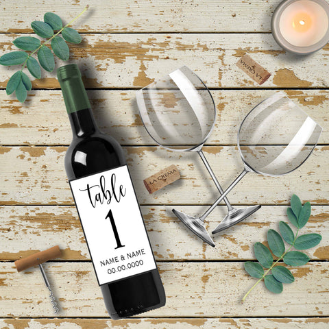 Wedding Table Numbers | Bottle Labels | Digital Print Stickers - Personalised Stickers | Name and Date