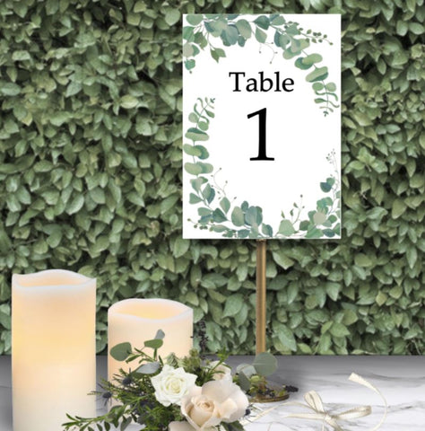 Table Numbers | Digital Eucalyptus Prints | Number sets for Tables