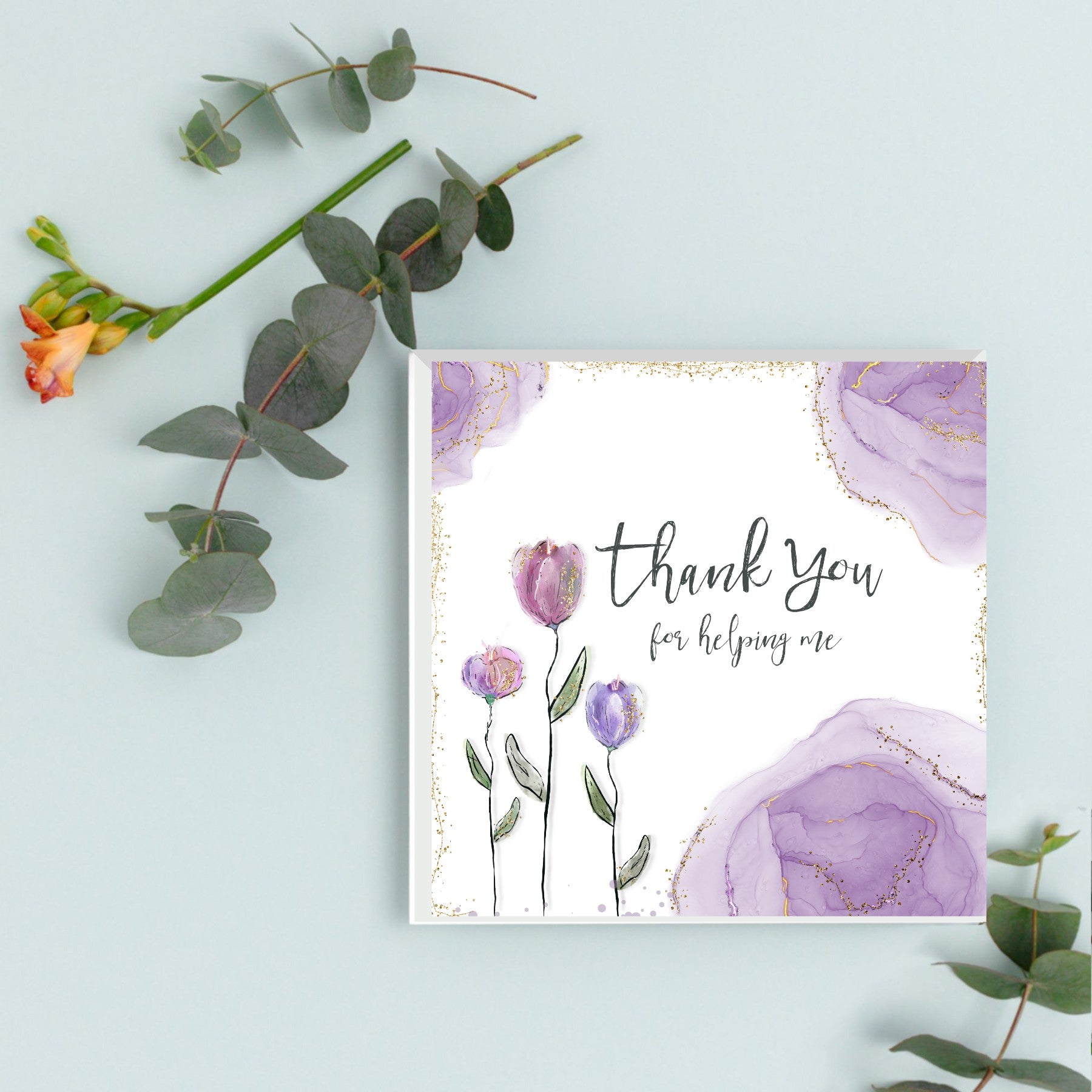thank you for helping me floral greeting card