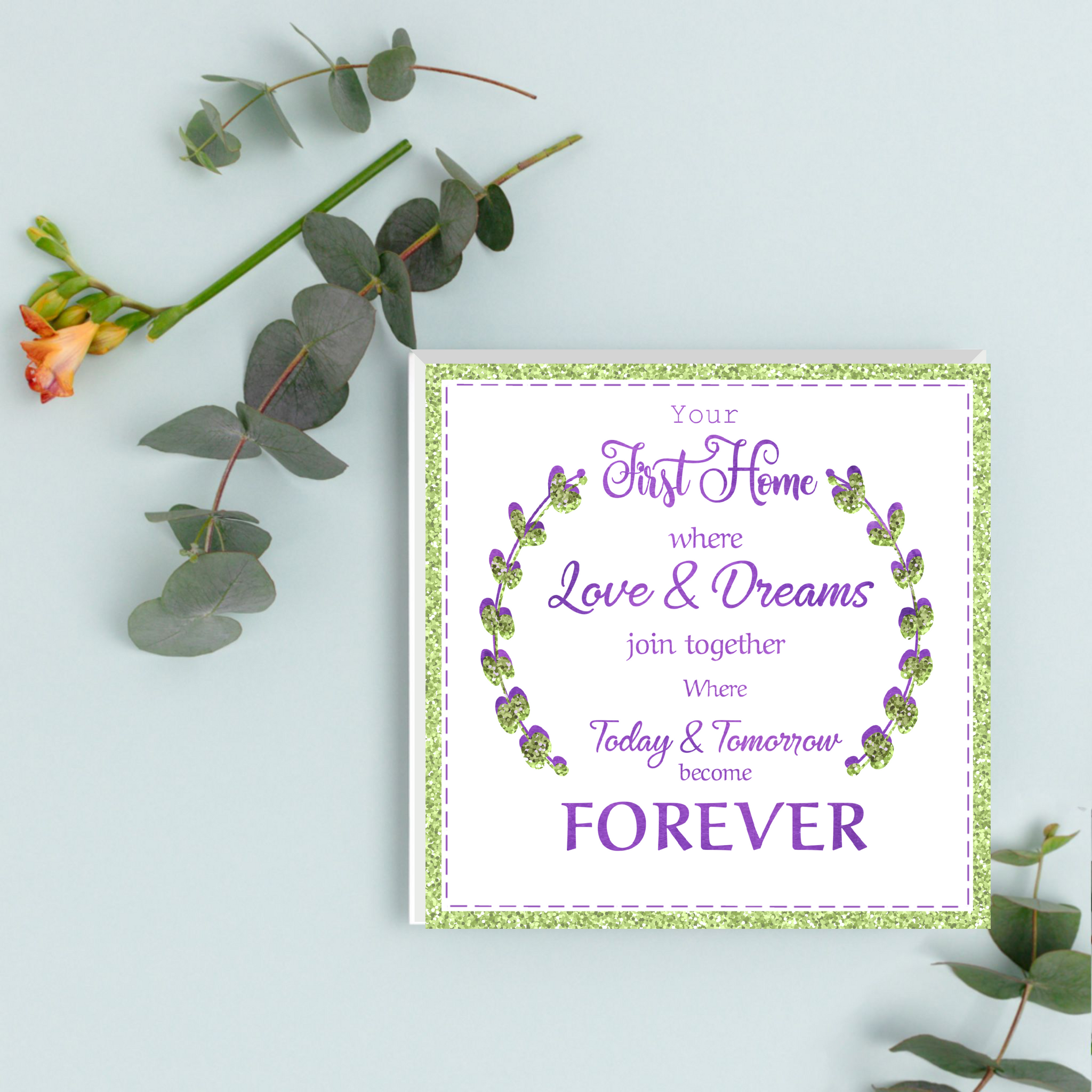 Your first home, where love and dreams come together | Moving in/New home card